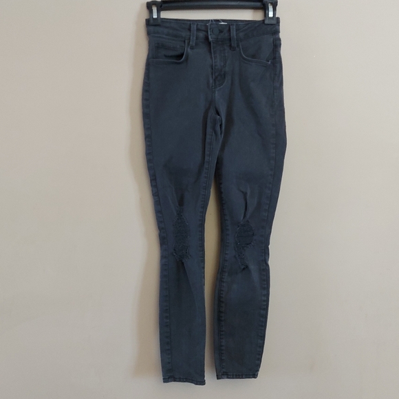 L'Agence Margot High-rise Skinny Ankle Jeans With Holes In Coal Destruct - Picture 2 of 10